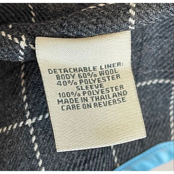 L.L. BEAN Women Trench Coat Large Petite Blue Hooded Long Rain Jacket Wool Lined - Picture 6 of 13